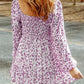 Smocked Floral Square Neck Balloon Sleeve Dress