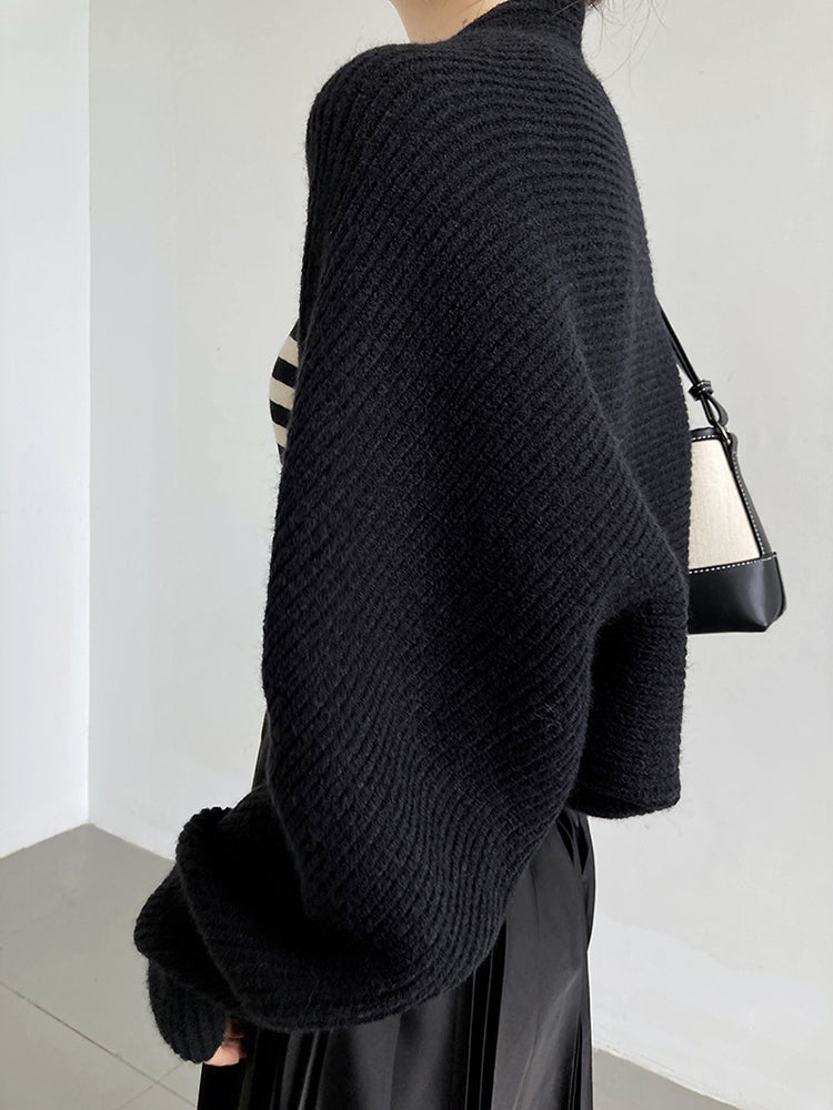 Touka Knitted Shrug Scarf - Black