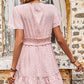 Printed Smocked V-Neck Tiered Dress